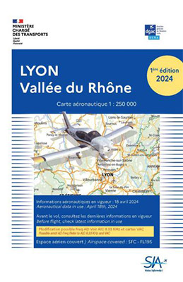 Carte aéronautique VFR de Lyon-Vallée du Rhône 2024