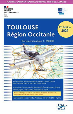 Carte aéronautique VFR de Toulouse région Occitanie version plastifiée 2024