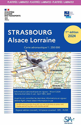 Carte aéronautique VFR de Strasbourg 2024 version plastifiée