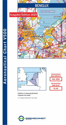 Carte VFR OACI Belgique/Luxembourg/Pays Bas 2025