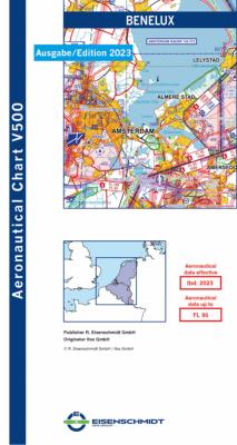 VFR ICAO chart for Belgium/Luxembourg and Netherlands 2023