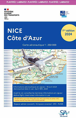 Carte aéronautique VFR de Nice-Côte d'Azur version plastifiée 2025 édition 1 