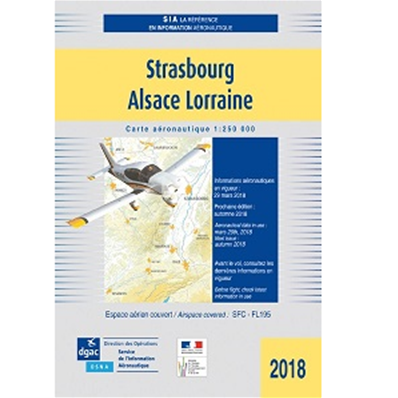 Carte aéronautique VFR de la région Strasbourg-Alsace-Lorraine 2022