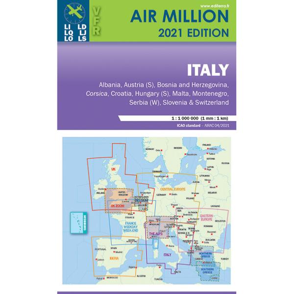VFR Chart Italy and Switzerland Air Million 2022 Editerra