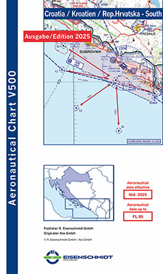 Carte VFR OACI pour la Croatie du sud 2025