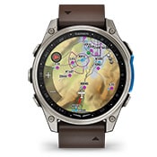Garmin D2™ Mach 2 Montre Avion AMOLED 47 mm avec Cartes Aériennes & Suivi Santé cadran Titane et bracelet cuir