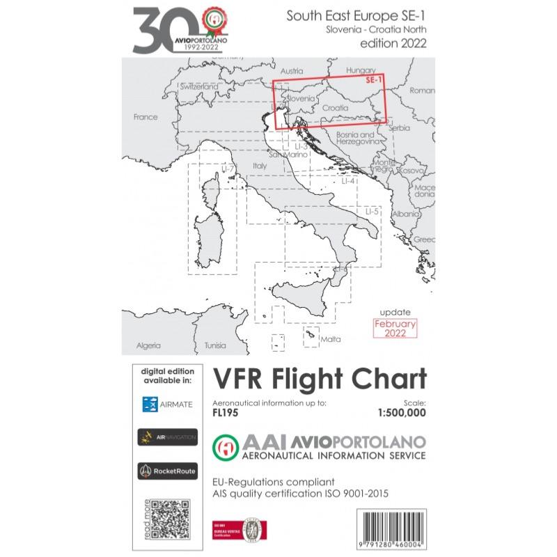 Carte VFR Europe de l' Est 2022 Avioportolano