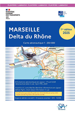 Carte aéronautique VFR de Marseille-Delta du Rhône version plastifiée 2025 édition 1