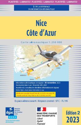 Carte aéronautique VFR de Nice-Côte d'Azur version plastifiée 2024