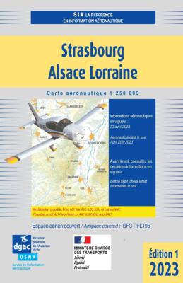 Carte aéronautique VFR de la région Strasbourg-Alsace-Lorraine 2023