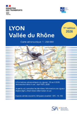 Carte aéronautique VFR de Lyon-Vallée du Rhône 2026 édition 1